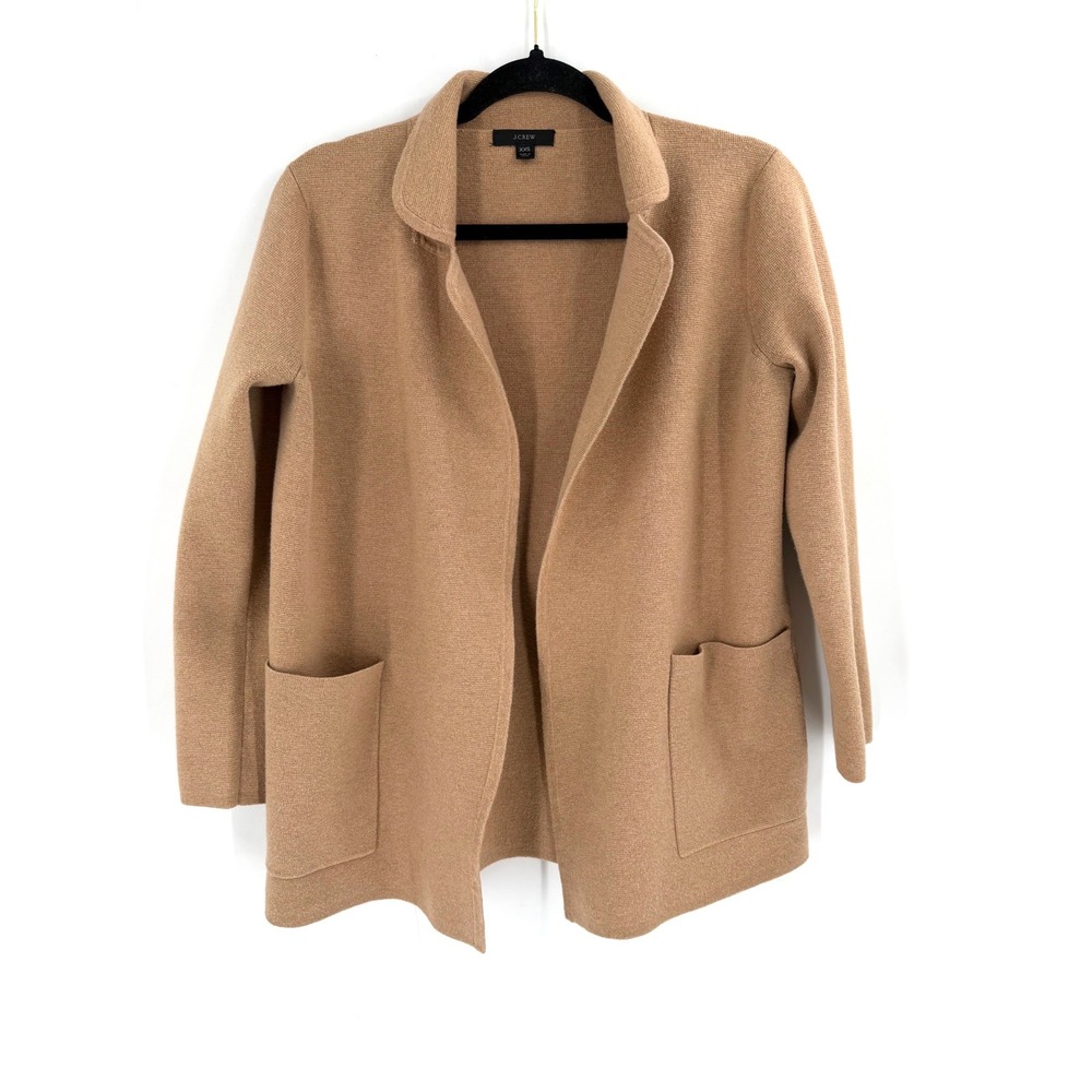 J.Crew Eloise Sweater Blazer Womens XXS Camel BA552 Open Front Academic Preppy - Picture 2 of 7